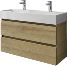 Badmöbel-Set Pelipal Torino BxHxT 101 x 66,7 x 40 cm Frontfarbe eiche riviera Badmöbelset 2-teilig mit Waschtisch Keramik weiß