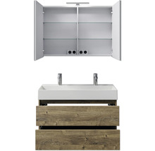 Badezimmermöbelset mit Spiegelschrank, Waschbecken und Unterschrank