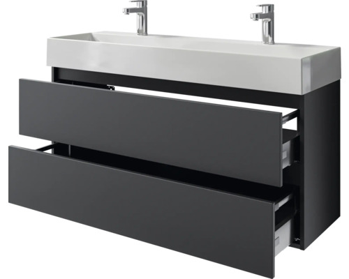 Waschtischunterschrank mit zwei Schubladen und zwei Waschbecken