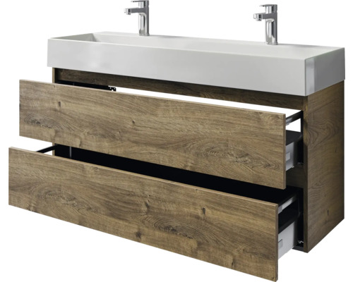 Waschtischunterschrank mit zwei Waschbecken und zwei Schubladen