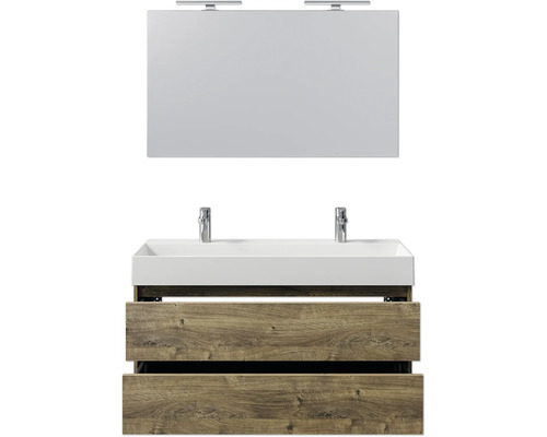 Doppelwaschtisch mit Unterschrank und Spiegel für das Badezimmer