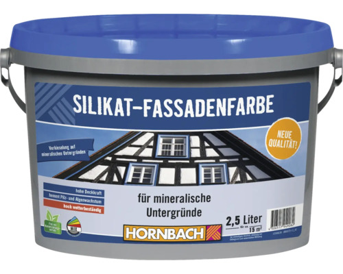 Hornbach Silikat-Fassadenfarbe weiß 2,5 L Silikat Fassadenfarbe im Eimer für mineralische Untergründe