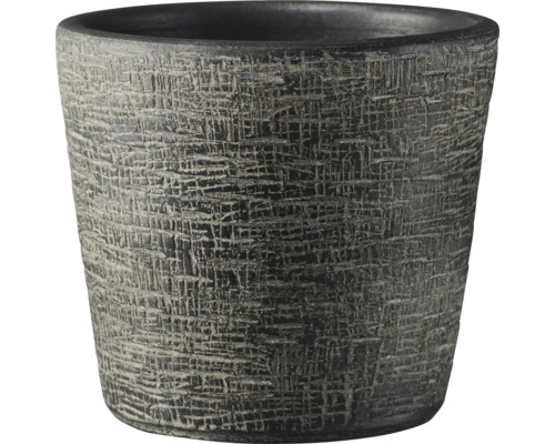 Übertopf Soendgen Piran Keramik Ø 25 cm H 24 cm Schwarz Textur