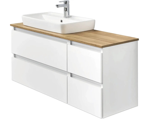 Waschplatz Quickset 360 BxHxT 113 x 64,2 x 50 cm Frontfarbe weiß Badmöbelset 3-teilig mit Waschtisch Keramik
