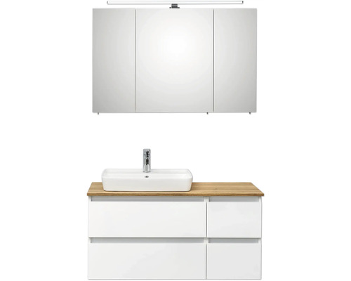 Waschtisch mit Aufsatzwaschbecken, Unterschrank und Spiegelschrank für das Badezimmer