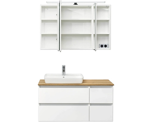 Badezimmer-Set mit Waschbecken, Unterschrank und Spiegelschrank