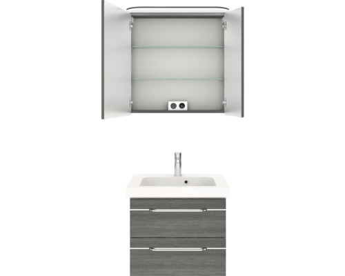 Waschbeckenunterschrank mit Spiegelschrank für das Badezimmer.