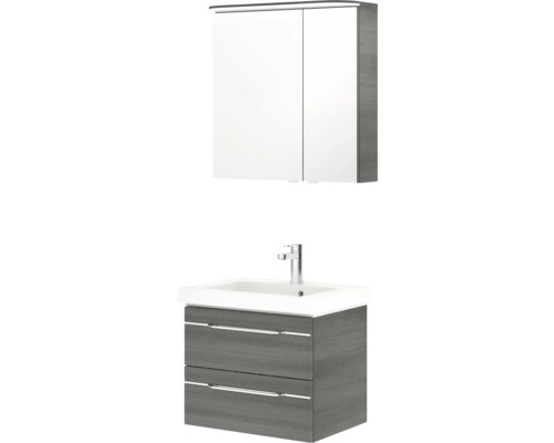 Badezimmer Set mit Spiegelschrank, Waschbeckenunterschrank und Armatur