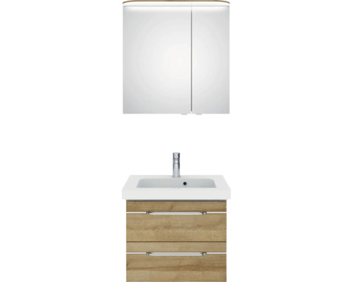 Badezimmer-Set mit Spiegelschrank, Waschbecken und Unterschrank