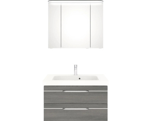 Waschbeckenunterschrank mit zwei Schubladen, Waschbecken und Spiegelschrank für das Badezimmer