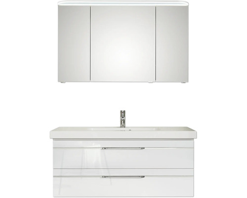 Badezimmer Set mit Spiegelschrank, Waschtisch und Armatur