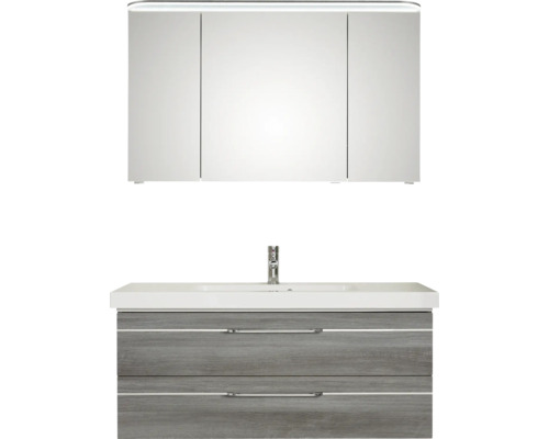 Waschtisch mit Spiegel und zwei Schubladen im Badezimmer