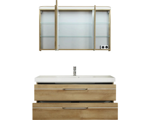 Waschtisch mit Spiegel, Unterschrank und zwei Schubladen