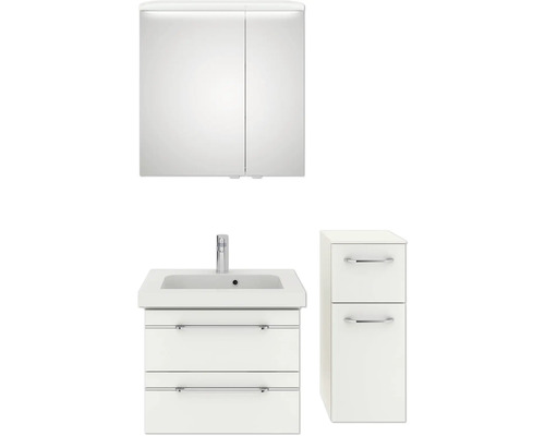 Badezimmer-Set mit Spiegelschrank, Waschbeckenunterschrank und Seitenschrank für ein ordentliches und modernes Ambiente