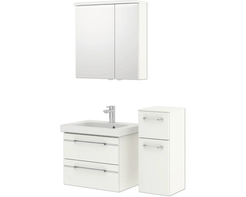 Badezimmer-Set mit Waschtischunterschrank, Waschbecken, Spiegelschrank und Hochschrank