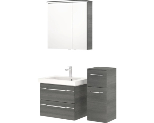 Badezimmer Möbelset mit Waschtisch, Spiegelschrank und Seitenschrank