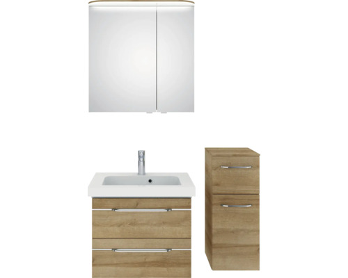 Badezimmer-Set mit Spiegelschrank, Waschtischunterschrank und Unterschrank