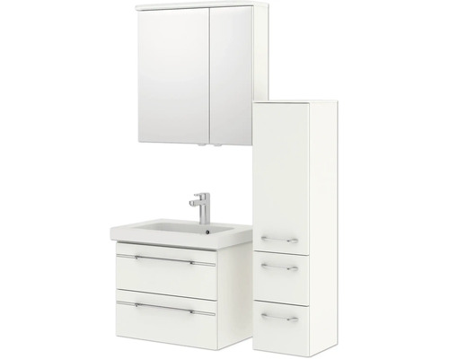 Badezimmermöbelset mit Waschtisch, Spiegelschrank und Hochschrank