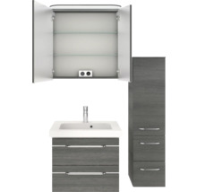 Badezimmer-Set mit Waschbeckenunterschrank, Spiegelschrank und Hochschrank