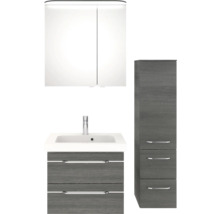 Badezimmer-Set mit Waschtischunterschrank, Waschbecken, Spiegelschrank und Hochschrank