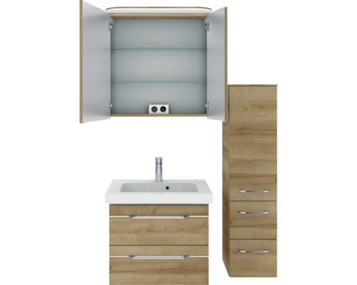 Badezimmer-Set mit Waschtisch, Spiegelschrank und Hochschrank