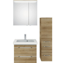 Badezimmer-Set mit Waschtischunterschrank, Waschtisch, Spiegelschrank und Hochschrank