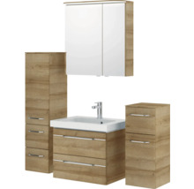 Badezimmer-Set mit Waschtisch, Unterschrank, Spiegelschrank und Hochschränken