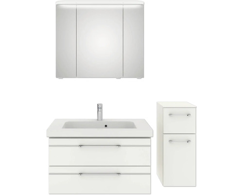 Badezimmerset mit Spiegelschrank, Waschtisch mit Unterschrank und Seitenschrank