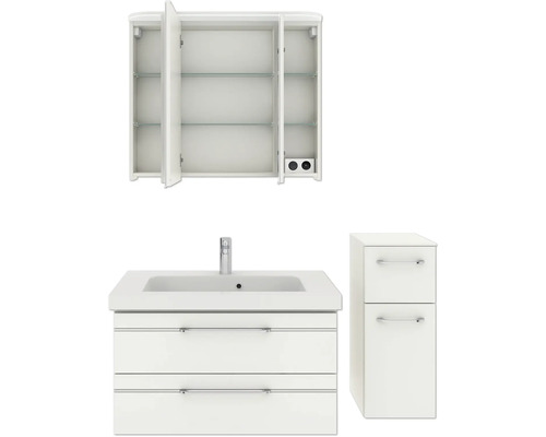Badmöbel-Set mit Spiegelschrank, Waschtischunterschrank und Seitenschrank