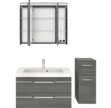 Badezimmerset mit Spiegelschrank, Waschtischunterschrank und Seitenschrank