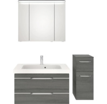 Badezimmer Set mit Spiegelschrank, Waschtisch mit Unterschrank und Seitenschrank