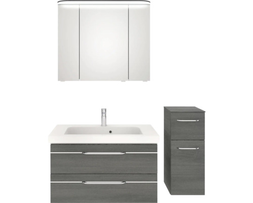 Badezimmer Set mit Spiegelschrank, Waschtisch mit Unterschrank und Seitenschrank