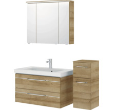 Badezimmer-Set mit Waschbeckenunterschrank, Spiegelschrank und Hochschrank