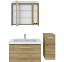 Badezimmerensemble mit Spiegelschrank, Waschtischunterschrank und Seitenschrank