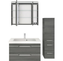 Badezimmer-Set mit Waschtischunterschrank, Spiegelschrank und Hochschrank