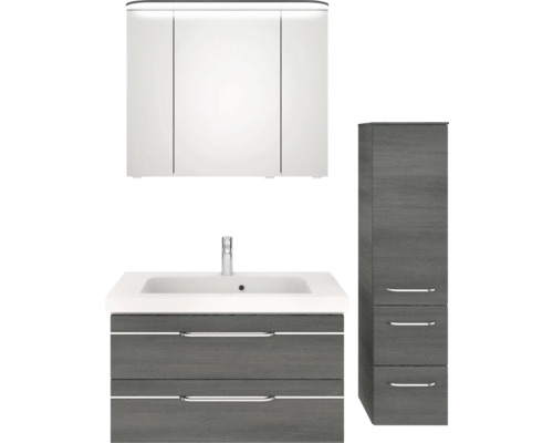 Badezimmer Möbelset mit Waschtischunterschrank, Spiegelschrank und Hochschrank