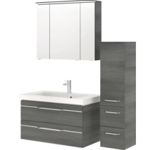 Badezimmermöbelset mit Waschbecken, Spiegelschrank und Hochschrank