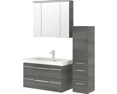 Badezimmermöbelset mit Waschbecken, Spiegelschrank und Hochschrank