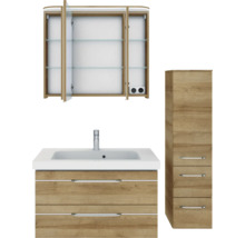 Badezimmer-Set mit Waschbeckenunterschrank, Spiegelschrank und Hochschrank