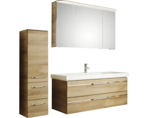 Badezimmermöbelset mit Waschtisch, Spiegelschrank und Hochschrank