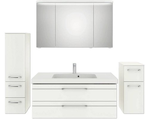 Badezimmermöbelset mit Waschtisch, Spiegelschrank und Seitenschränken