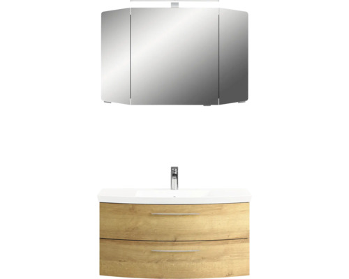 Waschtischkombination mit Spiegelschrank und zwei Schubladen