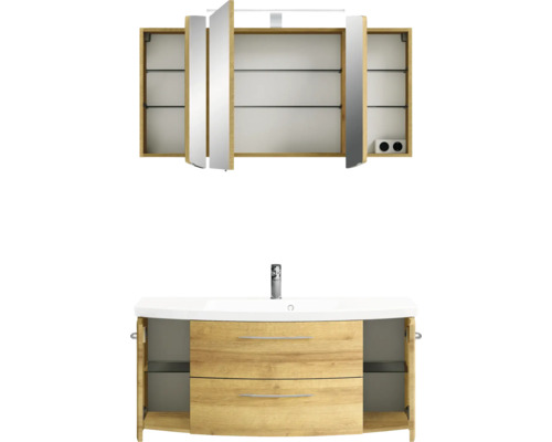 Badezimmermöbel-Set mit Spiegelschrank, Waschbecken und Unterschrank