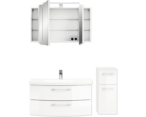 Badezimmer-Set mit Spiegelschrank, Waschtischunterschrank und Seitenschrank