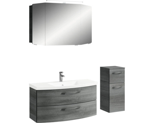 Badezimmergarnitur mit Spiegelschrank, Waschtischunterschrank und Seitenschrank