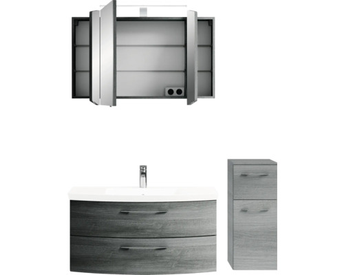 Badezimmer Set mit Spiegelschrank, Waschbeckenunterschrank und Seitenschrank
