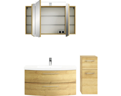 Badezimmer-Set mit Spiegelschrank, Waschtisch und Unterschrank