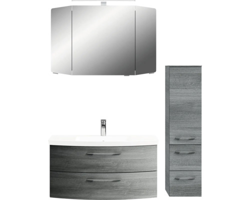 Badezimmer-Set mit Spiegelschrank, Waschtisch und Hochschrank