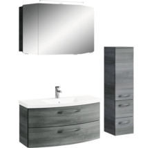 Badezimmer-Set mit Waschtischunterschrank, Spiegelschrank und Hochschrank für das Badezimmer