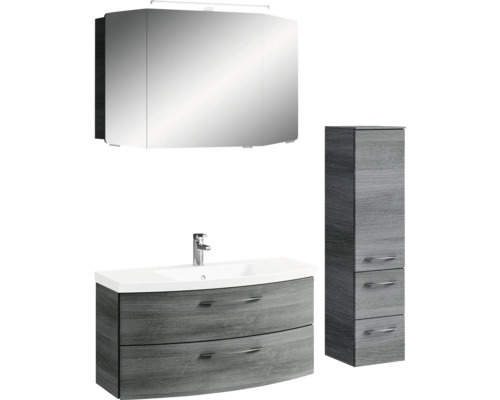 Badezimmer-Set mit Waschtischunterschrank, Spiegelschrank und Hochschrank für das Badezimmer